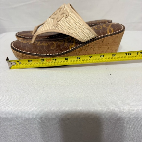 Sam Edelman Ruth wedge thong sandals in linen raffia with a cork platform. - Picture 8 of 10